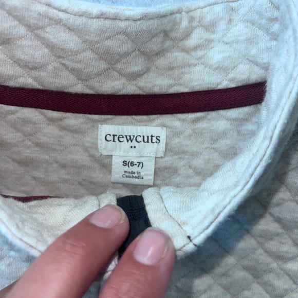 Crewcuts Boys Quilted Pullover‎ Sweatshirt Size S (6-7) Beige Quarter Zip - Picture 3 of 6